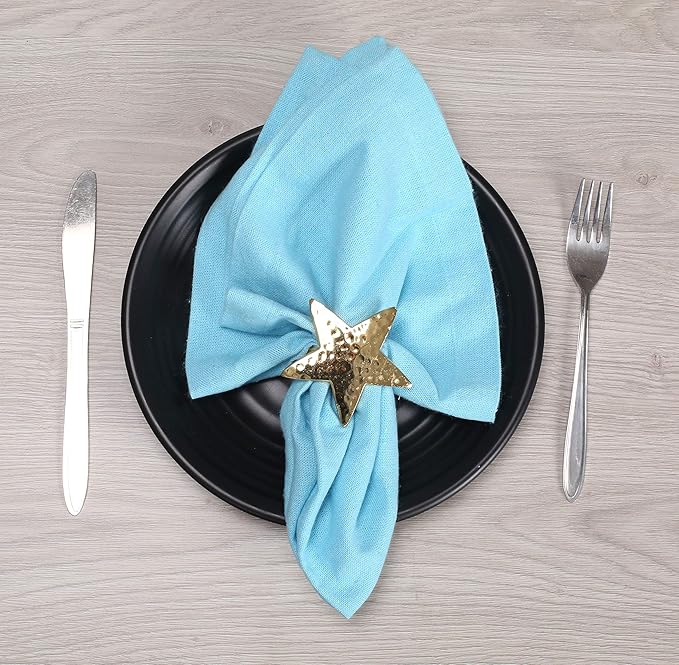 Napkin Rings Set of 12, Star Napkin Holders, Rustic Napkin Rings, Premium Metal Napkin Ring Bulk for Party Decoration, Dinning Table, Everyday, Family Gatherings (Gold) - ALPHA Living HOME