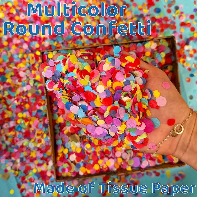Multicolor Confetti - Mexican Colorful Party Confetti - 1.5 LBs/680 grams - Round Tissue Confetti