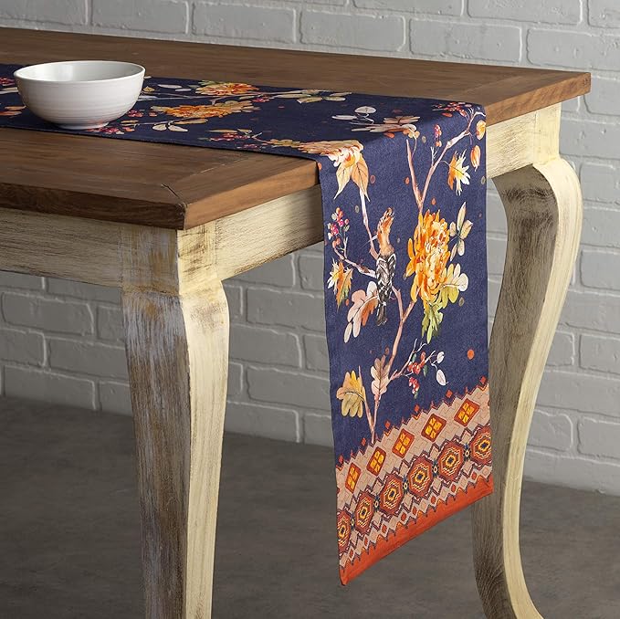 Maison d' Hermine Table Runner 100% Cotton Single Layer Table Runners 60 inches Long for Thanksgiving Christmas Decorations Home Kitchen Dining Party Wedding (Kelim - Infinity, 14.5" x 60")