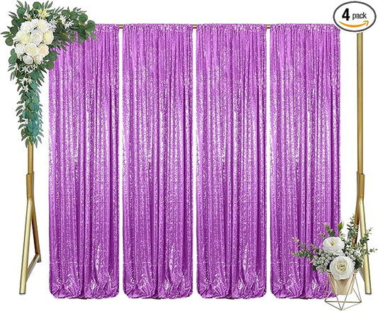 ShinyBeauty 16x10ft Sequin Backdrop Curtain - Lavender Sparkling Drapes for Weddings, Parties, Photo Booths Reusable Fabric