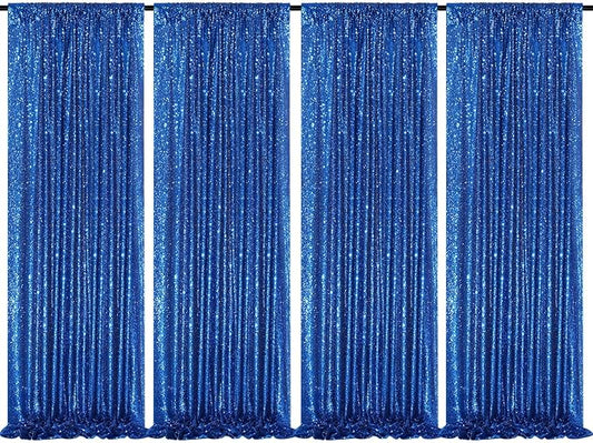 4 Pack Royal Blue Curtains 2ftx8ft Sequin Backdrop Drapes for Birthday Wedding Party Photo Backdrop Decorations