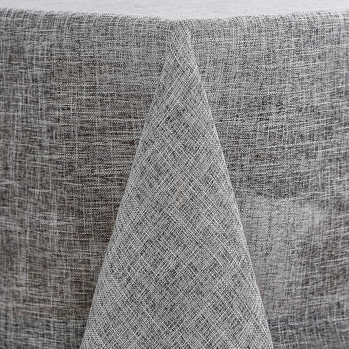 maxmill Flaxy Faux Linen Table Cloth with 2-Tone Slubby Texture Wrinkle Resistant Anti-Shrink Soft Tablecloth for Kitchen Dining Tabletop for Banquet Parties Rectangle 52 x 70 Inch Light Grey