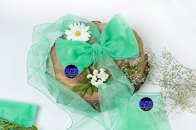 MDS Pack of 150 PCS Organza Chair Sashes Wider Dining Chair Bows Ribbon Tie Back for Wedding Party Birthday Bridal Shower Reception Event Banquet Home Chair Cover Decoration - Mint