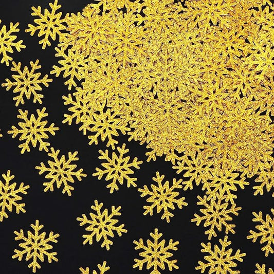 MARFOREVER Christmas Snowflake Glitter Confetti, Gold Snowflake Paper Confetti Winter Snow Sprinkles Sequins Table Centerpiece for Winter Wonderland Xmas Holiday Wedding Party Supplies Decorations
