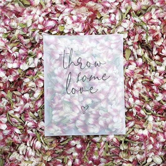 Rainbow Pana 50 Pack Prefilled Confetti Packets | Biodegradable Confetti, Dried Flower Petals | Real Flower Petals to Throw at Wedding, Glassine Bags Rose Wedding Send Off Ideas