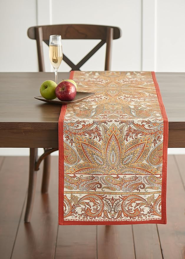Maison d' Hermine Table Runner 100% Cotton Single Layer Table Runners 48 inches Long for Thanksgiving Christmas Decorations Home Kitchen Dining Party Wedding (Kashmir Paisley, 14.5" x 48")