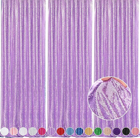 Glitter Curtain Backdrop Sequin Panels: Light Purple Sequin Background Drapes 2FTx8FT Sparkle Fabric Baby Bridal Shower Party Decorations
