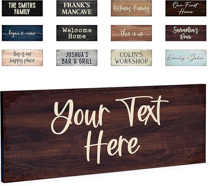 Personalized Signs for Home, Custom Sign with Any Text, 3 Sizes - 12 Background Options & 8 Fonts - Customizable Sign 18X7