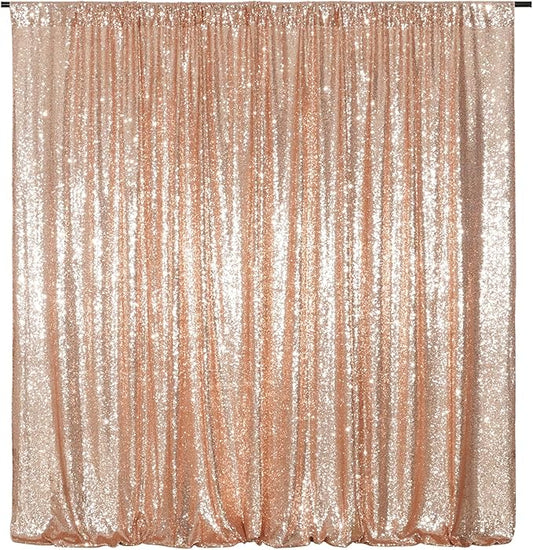 Poise3EHome Rose Gold Sequin Backdrop,8FT x 10FT Sequin Photography Backdrop Curtain for Party Decoration