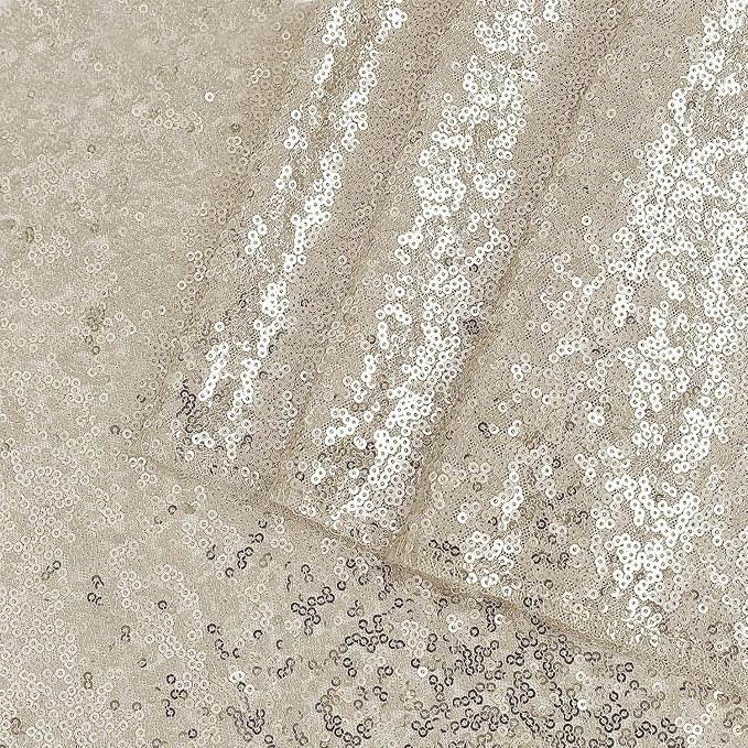 Square Champagne Sequin Tablecloth- 50x50 inch, Seamless Sparkle and Glitter Party Table Cloth, Shiny&Elegant Table Overlays for Wedding Birthday Ceremony Prom Decorations