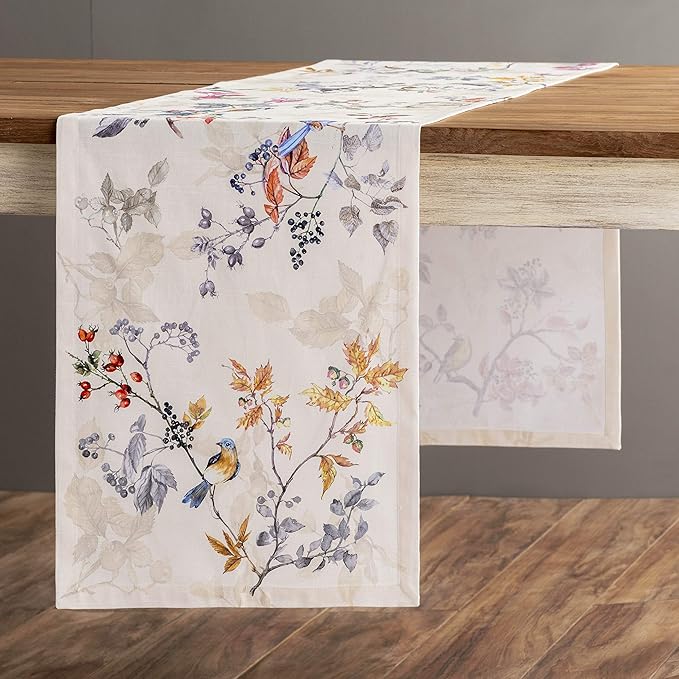 Maison d' Hermine Table Runner 100% Cotton Single Layer Table Runners 60 inches Long for Thanksgiving Christmas Decorations Home Kitchen Dining Party Wedding (Equinoxe - Beige, 14.5" x 60")
