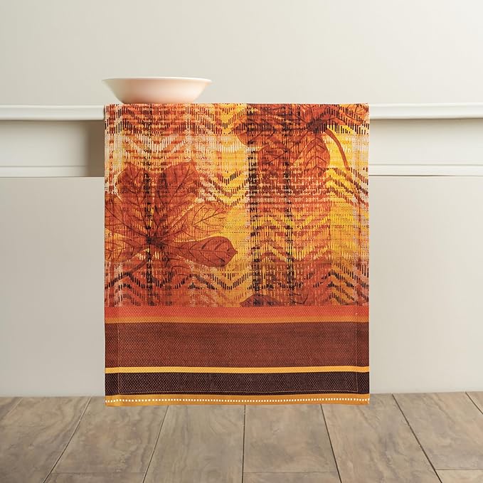 Maison d'Hermine Table Runner 100% Cotton Single Layer Table Runners 108 inches Long Decorative for Home Kitchen Dining Party Baby Shower Wedding Bridal Shower (Thanksgiving Tartan, 14.50" x 108")