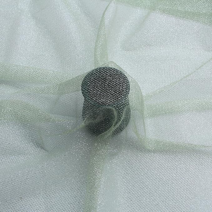 Glitter Tulle Fabric 56 Inch by 5.5 Yards Fabric Tulle Bolt for Wedding Christmas Decorations DIY White Tutu Baby Shower Table Skirt Ceiling Decor Birthday Party Craft Supplies-Mint Green