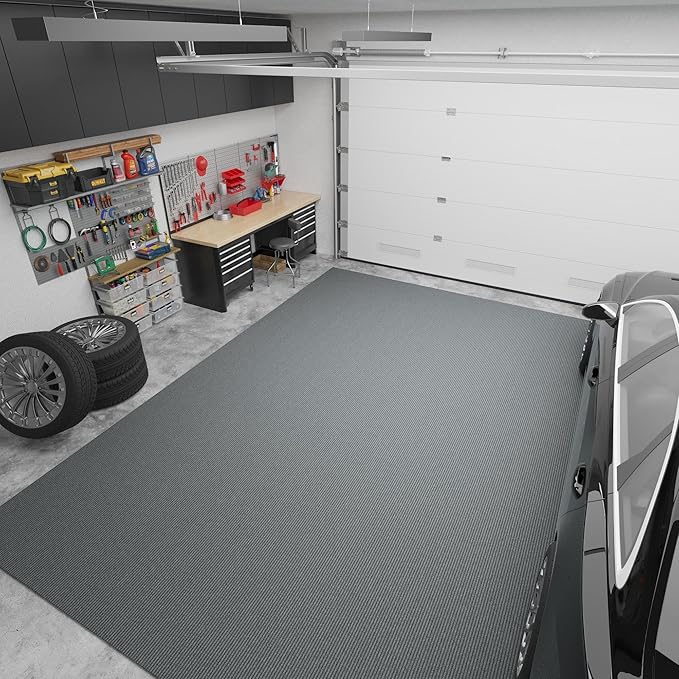 Ottomanson 6'6" x 8' Mud Mat Area Rug Scraper Carpet - Non-Slip, Dirt Trapping for Indoor & Outdoor Use - Ideal for Entryway, Garage, Kitchen, Patio & High-Traffic Areas, Gray
