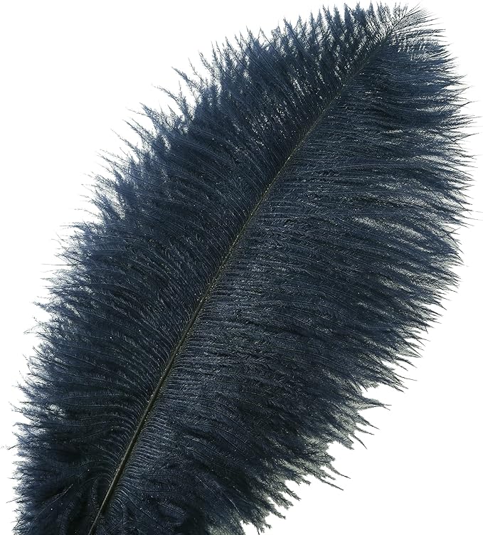 Ballinger Navy Blue Ostrich Feathers Plumes - 24pcs 12-14inch Long Feathers for Wedding Party Centerpieces Halloween Decorations