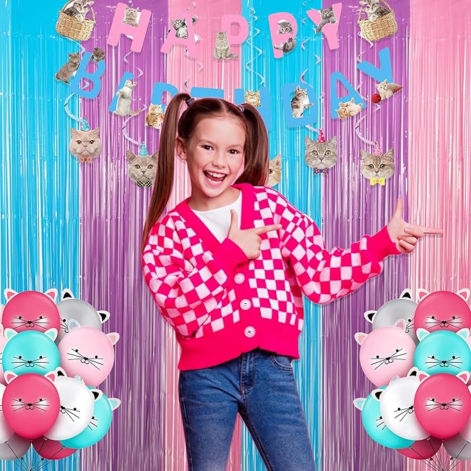 Blue Purple Pink Tinsel Backdrop - GREATRIL Pastel Foil Fringe Curtain Streamers for Pony Theme Birthdays Mermaid Shower Unicorn Girls Party Decorations 2 Packs