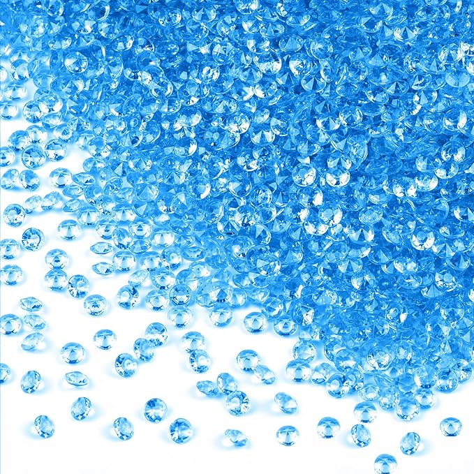 10000Pcs Crystal Acrylic Diamond Fake Gems Vase Filler, 4.5mm Faux Diamonds for Table Scatter Wedding Party, Bridal Shower, Birthday Decoration, Light Blue