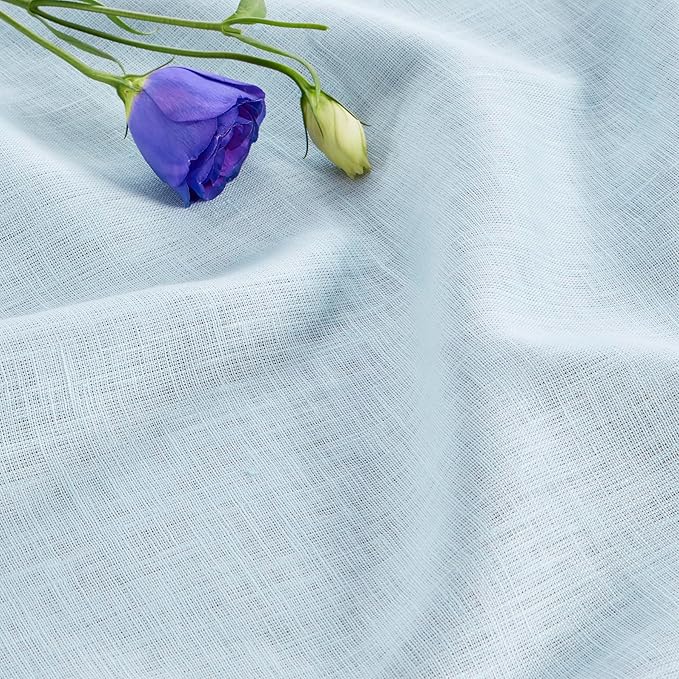Solino Home Linen Tablecloth 52 x 52 Inch - 100% Pure Linen Ice Water Square Tablecloth - Fete, Machine Washable Table Throw for Christmas, Holiday
