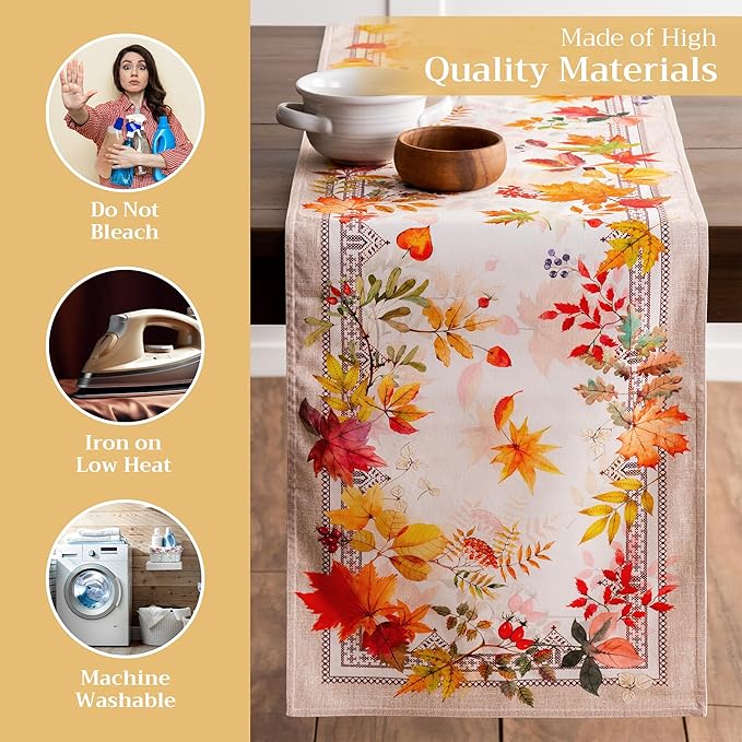 Maison d' Hermine Table Runner 100% Cotton Double Layer Table Runners 72 inches Long for Thanksgiving Christmas Decorations Home Kitchen Dining Party Wedding (Amarante, 14.5" x 72")