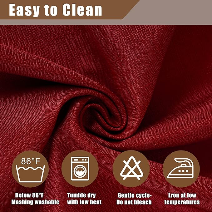 Fitable Faux Linen Christmas Tablecloth 2 Pack, Burlap Textured Fabric Rectangle Table Cloth, Elegant Decorative Table Covers for Winter Holiday Dinner Party Farmhouse (Red, 60 x 102 Inch)