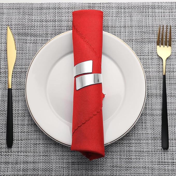 Silver Napkin Rings Set of 10, Metal Material (Silver, Normal)
