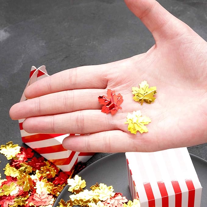 Fall Party Table Scatter Confetti - Thanksgiving Day Maple Leaves Autumn Party Foil Metallic Sequins Confetti Carnival Party Sprinkles Confetti Decorations, 60g