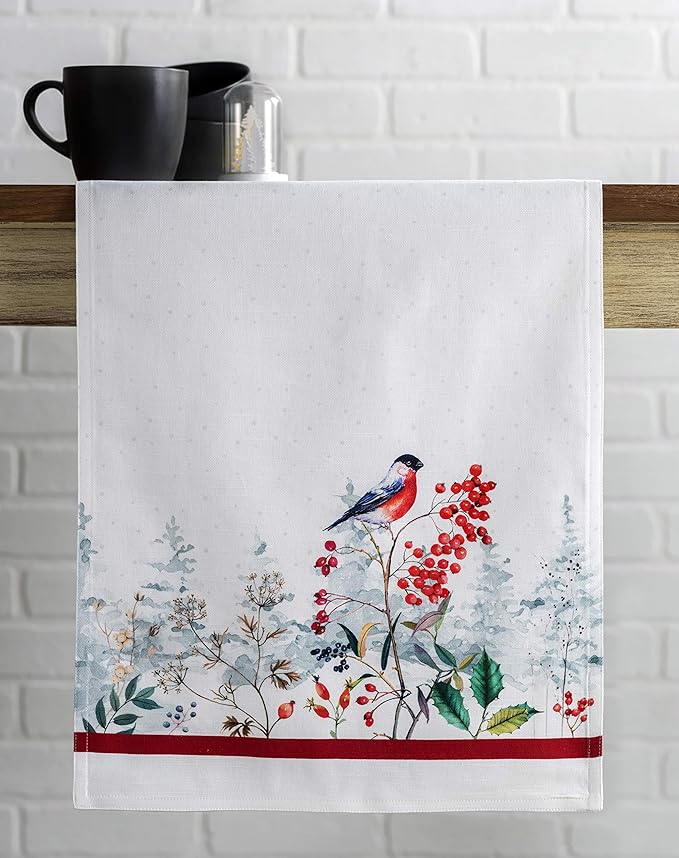 Maison d' Hermine Table Runner 100% Cotton Double Layer Table Runners 108 inches Long Decorative for Home Kitchen Dining Party Baby Shower Wedding Bridal Shower (Morzine, 14.50" x 108")