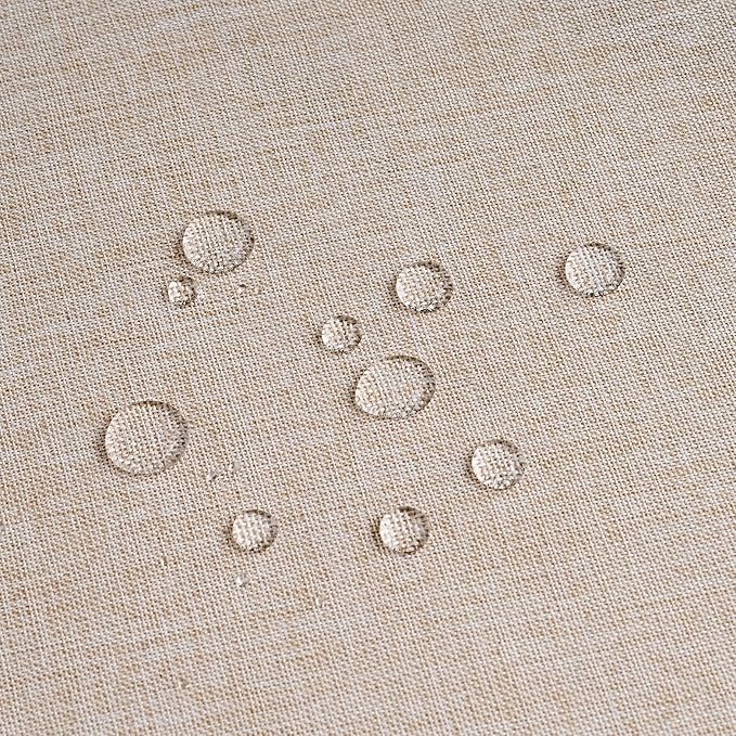 NLMUVW Round Linen Tablecloth 48 Inch, Oatmeal Textured Table Cloth Rustic Water Resistant Farmhouse Table Cover for Kitchen Dining Party Coffee