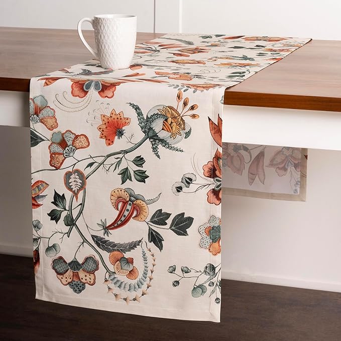 Maison d' Hermine Table Runner 100% Cotton Single Layer Table Runners 108 inches Long for Thanksgiving Christmas Decorations Home Kitchen Dining Party Wedding (Dalida, 14.5" x 108")