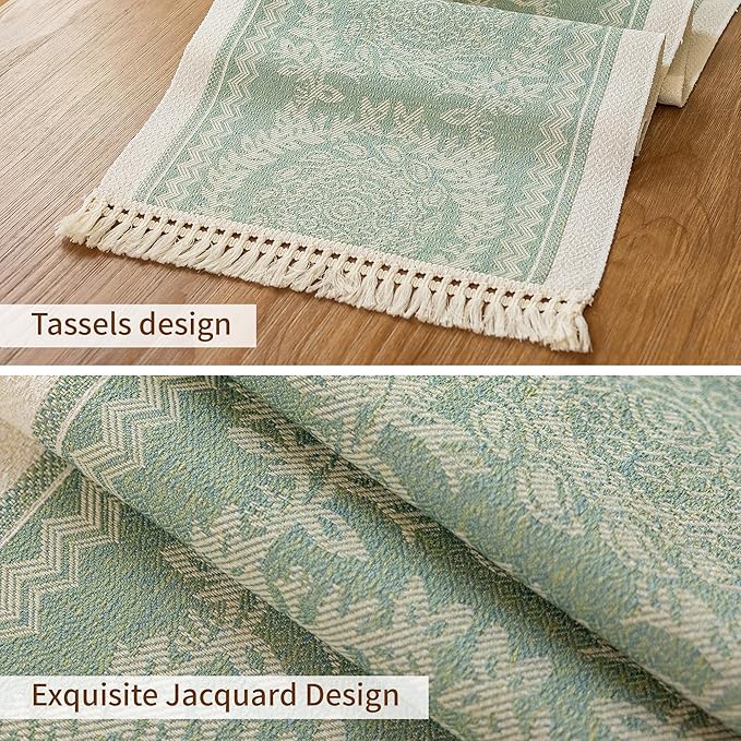 Table Runner 48 Inches Long,Waterproof Boho Table Runner with Tassel Fringe,Table Runners for Party Coffee Table