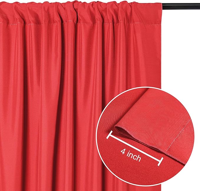 DWCN 10x8 FT Red Backdrop Curtains for Parties, Photography Backdrop Drapes with Rod Pockets for Wedding Decorations Stage Birthday Family Gatherings, 2 Panels 5ft x 8ft
