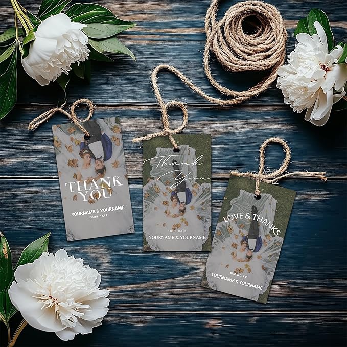 Custom Gift Tags for Wedding Favors - Personalized Thank You Hang Tags for Wedding Bridal Shower