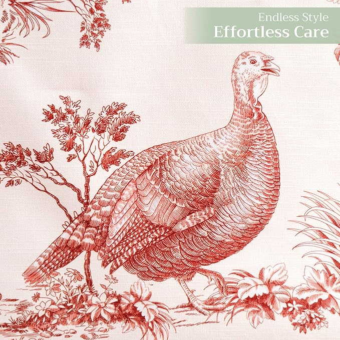 Maison d' Hermine Table Runner 100% Cotton Single Layer Table Runners 108 inches Long for Thanksgiving Christmas Decorations Home Kitchen Dining Party Wedding (Holy Jouy - Red, 14.5" x 108")