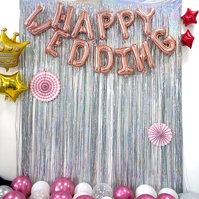 Silver Foil Fringe Tinsel Backdrop - GREATRIL Metallic Tinsel Streamers Curtains for 2026 NYE/Prom/Dancing Ball/Christmas/Bachelorette Party Decorations - Pack of 2