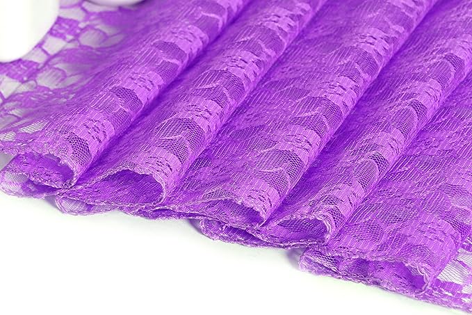 MDS Pack of 25 Wedding 12 x 108 inches Lace Table Runner for Wedding, Decorations for Birthday Parties, Banquets, Graduations, Engagements, and Runners fit Rectangle, Round Table- Lavender