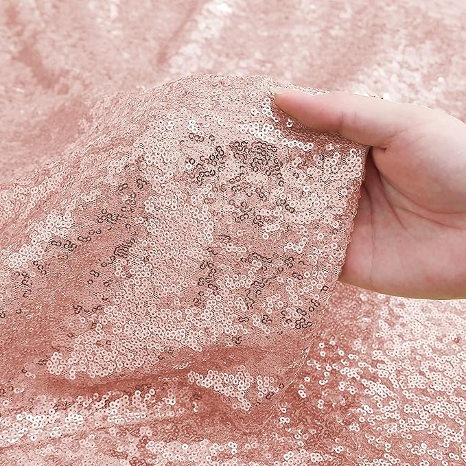 Sugargirl Rose Gold Sequin Backdrop Curtain 4 Panels 2FTx8FT Glitter Rose Gold Background Drapes Sparkle Photography Backdrop for Party Wedding Birthday Wall Decoration