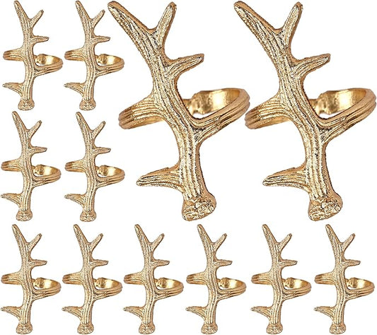 Lightweight Metal Napkin Rings Set of 12 - Napkin Rings Holder for Dinning Table Parties Dining Table, Weddings, and Special Events - Elegant Table Décor for Home & Restaurants (Gold) - CLEENTABLE