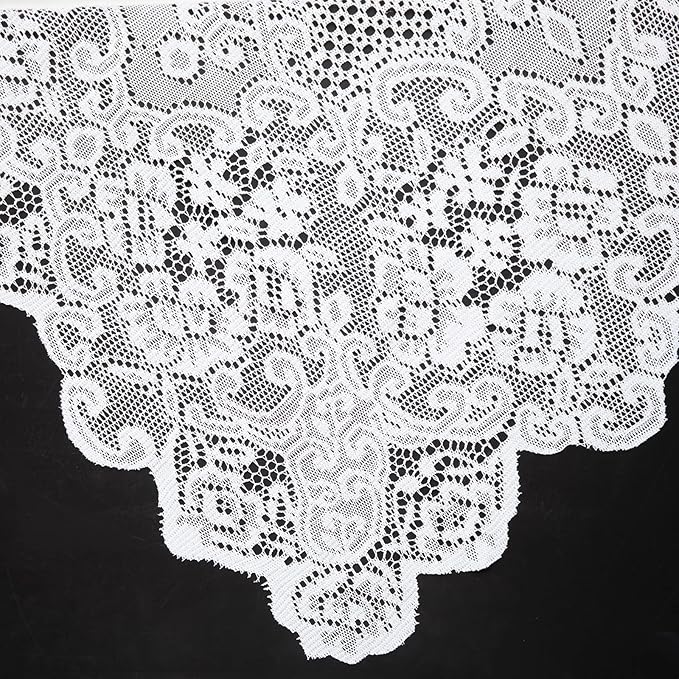 Juvale Lace Tablecloth - 60 x 97-Inch White Rectangular Table Cloth - Vintage Floral Scalloped Edge Elegant Dainty Tea Party Tablecloth & Wedding Reception Decor (Pack of 2)