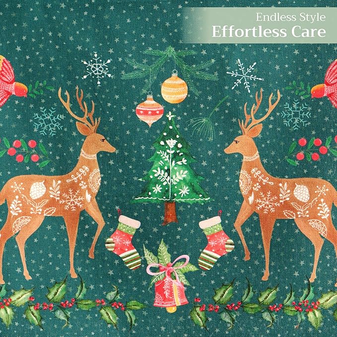 Maison d' Hermine Table Runner 100% Cotton Single Layer Table Runners 72 inches Long for Thanksgiving Christmas Decorations Home Kitchen Dining Party Wedding (Hygge Christmas, 14.5" x 72")