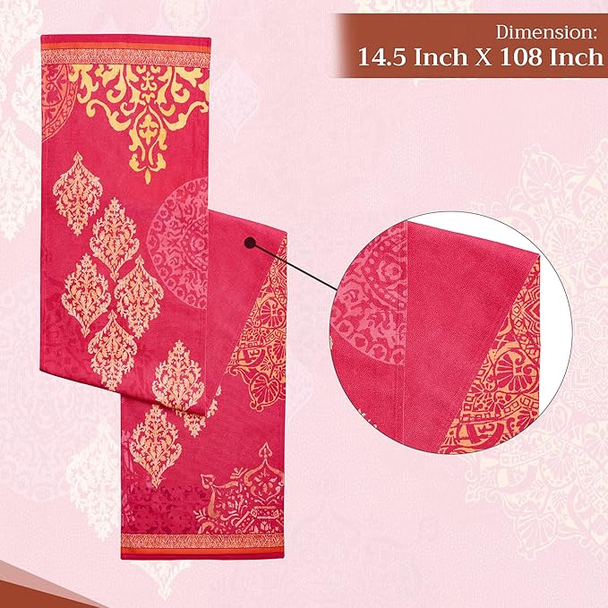 Maison d' Hermine Table Runner 100% Cotton Double Layer Table Runners 108 inches Long for Thanksgiving Christmas Decorations Home Kitchen Dining Party Wedding (Versailles, 14.5" x 108")