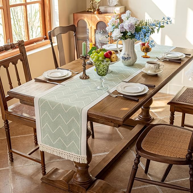 Table Runners 95 Inches,Waterproof Boho Table Runner with Tassel Fringe,Table Runner for Party Coffee Table