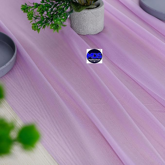 MDS 2 Pack 10ft Chiffon Table Runner 29 x 120 Inches Sheer Wedding Runner Romantic Rustic Table Runner for Wedding Decorations, Birthday Parties, Bridal Shower Party Arch Decor - Orchid