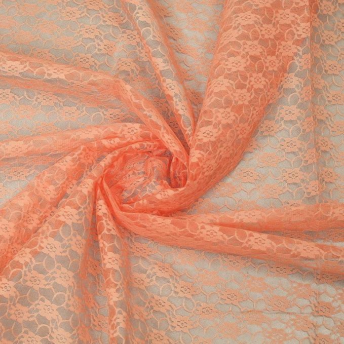 MDS Pack of 20 Wedding 12 x 108 inches Lace Table Runner for Wedding, Decorations for Birthday Parties, Banquets, Graduations, Engagements, and Runners fit Rectangle, Round Table- Peach