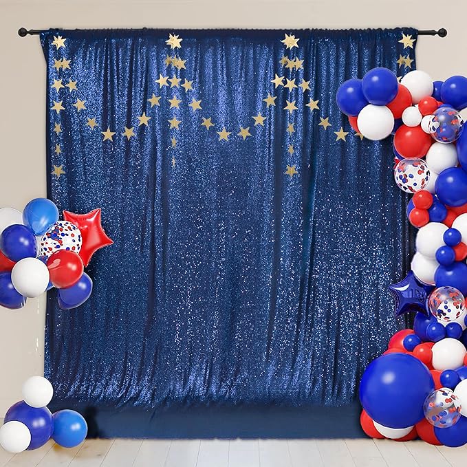 PartyDelight Blue Sequin Backdrop 6FTx6FT Photography Photo Booth Wedding Curtain Party