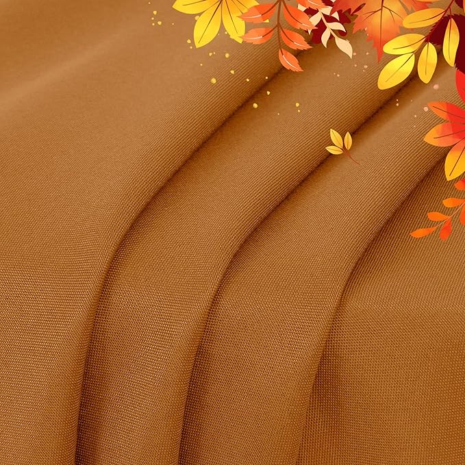 sancua Round Tablecloth 60 Inch(Fits 20-48 Inch Tables) - Water Resistant Spill Proof Washable Polyester Fall Table Cloth Decorative Fabric Table Cover for Dining Tables Thanksgiving Parties, Bronze