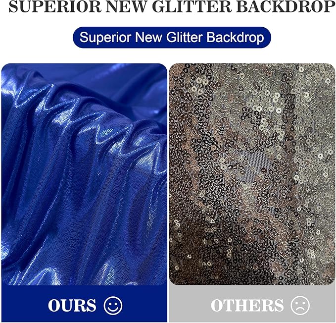 10x10ft Thick Royal Blue Glitter Backdrop Curtain Panels for Parties, Wrinkle Free Sequin Sparking Photo Backdrop Drapes, 2 Panels 5x10ft Shimmer Back Drop Cloth for Wedding Birthday Photography