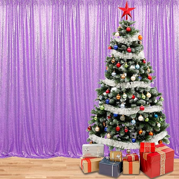 Lavender Sequin Backdrop Curtains 1 Panel 10FTx10FT Glitter Lavender Photo Backdrop Drapes Party Wedding Baby Shower Backdrop Sparkle Photography Background Backdrops