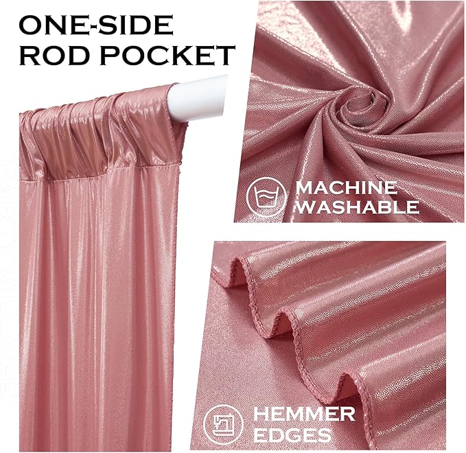 PartyVillage 10x10FT Blush Rose Gold Sequin Backdrop Curtain -2 Panels 5x10FT Wrinkle Free Shimmer Back Drop Cloth, Glitter Backdrop Drapes for Photography, Birthday, Wedding, Graduation Background