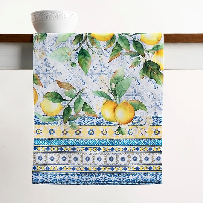 Maison d' Hermine Table Runner 100% Cotton Single Layer Table Runners 108 inches Long Decorative for Home Kitchen Dining Party Baby Shower Wedding Bridal Shower Spring Summer (Citrus, 14.50" x 108")