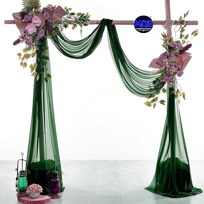MDS Halloween Chiffon Draping Fabric - 1 Panel, 30" Wide x 20ft Long - Sheer Spooky Arbor & Canopy Drapery for Haunted House Backdrops, Party Ceilings, DIY Costumes & Themed Events - Hunter Green